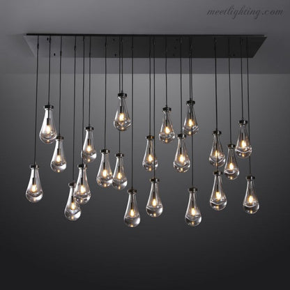 Linear Glass Teardrop Fixture Brass Nickel Black Finish LED Dining Room Bedroom Living Room Restaurant Hotel Ceiling Statement Light
