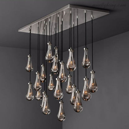 Linear Glass Teardrop Fixture Brass Nickel Black Finish LED Dining Room Bedroom Living Room Restaurant Hotel Ceiling Statement Light