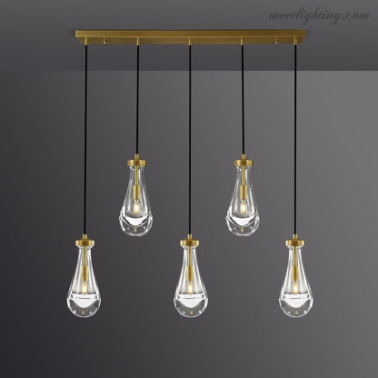 Linear Glass Teardrop Fixture Brass Nickel Black Finish LED Dining Room Bedroom Living Room Restaurant Hotel Ceiling Statement Light