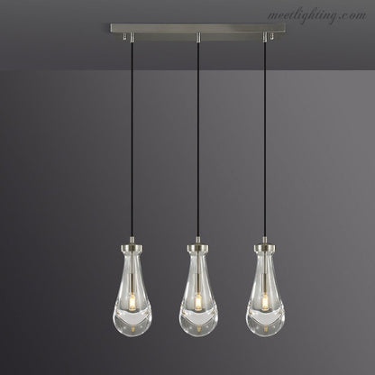 Linear Glass Teardrop Fixture Brass Nickel Black Finish LED Dining Room Bedroom Living Room Restaurant Hotel Ceiling Statement Light