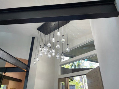 Linear Glass Teardrop Fixture Brass Nickel Black Finish LED Dining Room Bedroom Living Room Restaurant Hotel Ceiling Statement Light