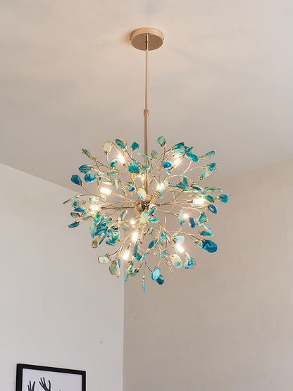 Agate Branch Chandelier 23-Inch Gold Finish Multi-Arm Adjustable G4 Fixture for Dining Room Living Room Statement Lighting Multicolor Natura