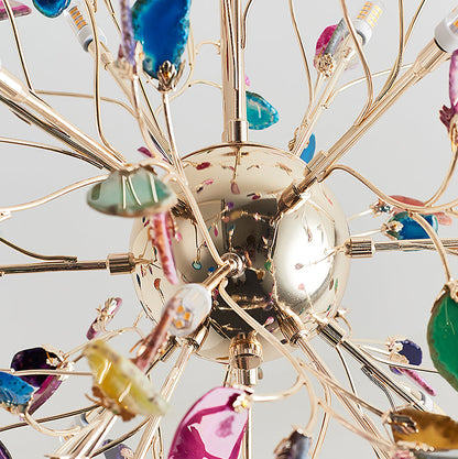 Agate Branch Chandelier 23-Inch Gold Finish Multi-Arm Adjustable G4 Fixture for Dining Room Living Room Statement Lighting Multicolor Natura