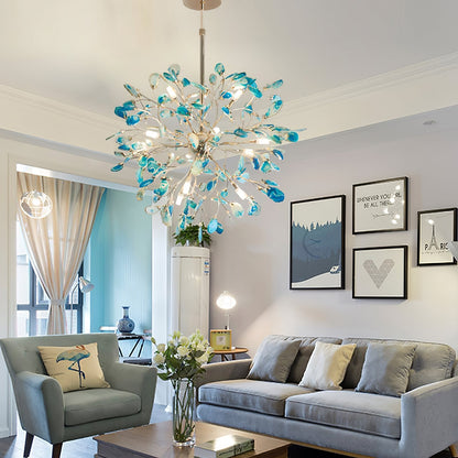 Agate Branch Chandelier 23-Inch Gold Finish Multi-Arm Adjustable G4 Fixture for Dining Room Living Room Statement Lighting Multicolor Natura