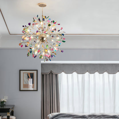 Agate Branch Chandelier 23-Inch Gold Finish Multi-Arm Adjustable G4 Fixture for Dining Room Living Room Statement Lighting Multicolor Natura