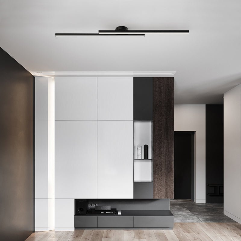 Flush Mount LED Overhead Light | Black Aluminum Linear Low-Profile Fixture for Bedrooms, Entryways & Compact Spaces | Modern Minimalist Desi