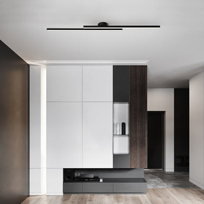 Flush Mount LED Overhead Light | Black Aluminum Linear Low-Profile Fixture for Bedrooms, Entryways & Compact Spaces | Modern Minimalist Desi