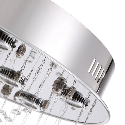Sparkling Tiered Crystal Ceiling Light Fixture 9-Socket Chrome Finish for Dining Room Bedroom Living Room Contemporary Semi-Flush Mount