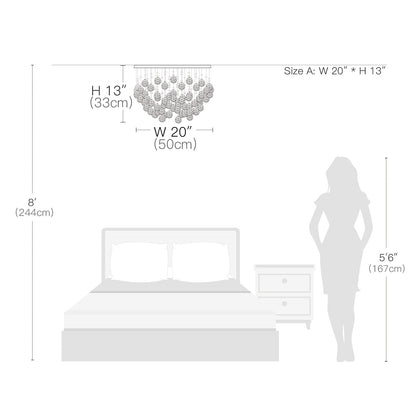 Sparkling Tiered Crystal Ceiling Light Fixture 9-Socket Chrome Finish for Dining Room Bedroom Living Room Contemporary Semi-Flush Mount