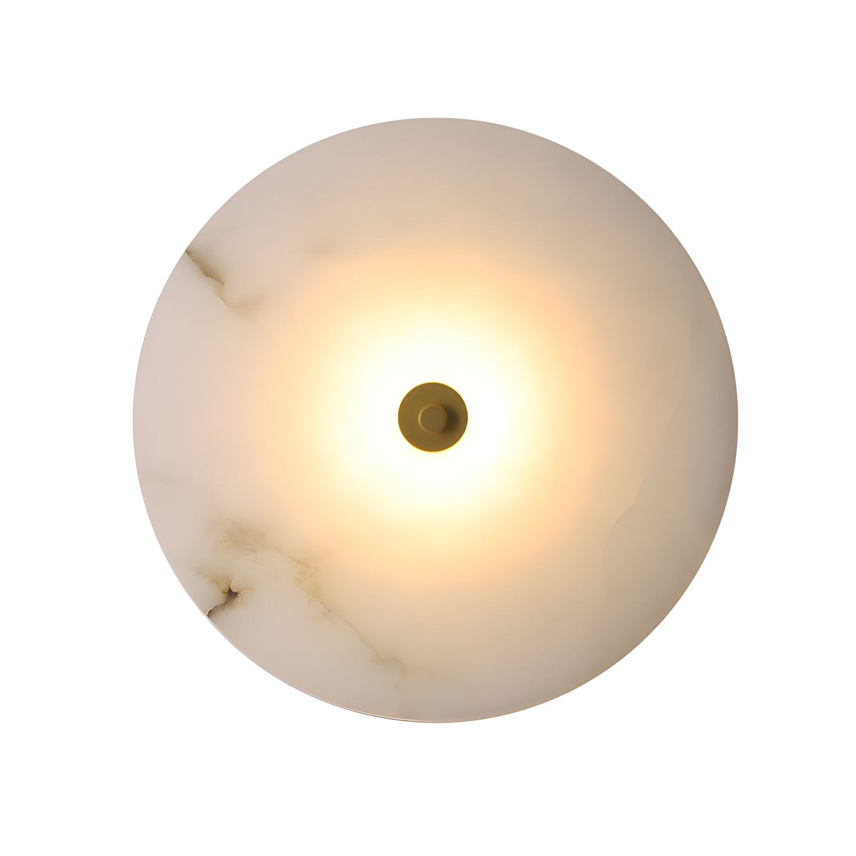 Round Alabaster Sconce LED Warm Glow Indoor Natural Stone Circle Fixture Iron Frame Bedroom Hallway Living Room Ambient Lighting 12.6 Inch