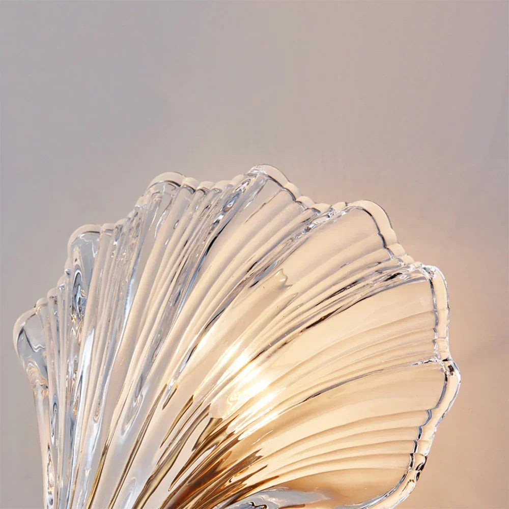 Shell Glass Sconce Gold 7.9 in Bedroom Hallway Bathroom LED Wall Light Fixture Coastal Decor Ambient Lighting Modern Luxury Metal Mount E14