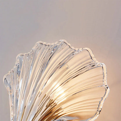 Shell Glass Sconce Gold 7.9 in Bedroom Hallway Bathroom LED Wall Light Fixture Coastal Decor Ambient Lighting Modern Luxury Metal Mount E14