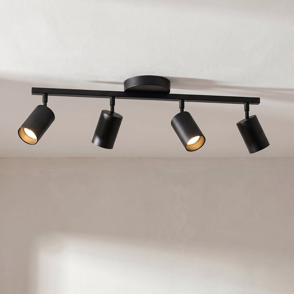 4-Light Adjustable Ceiling Light – LED Track Lighting for Kitchen, Living Room & Office | Modern Flush Mount with Directional Spotlights