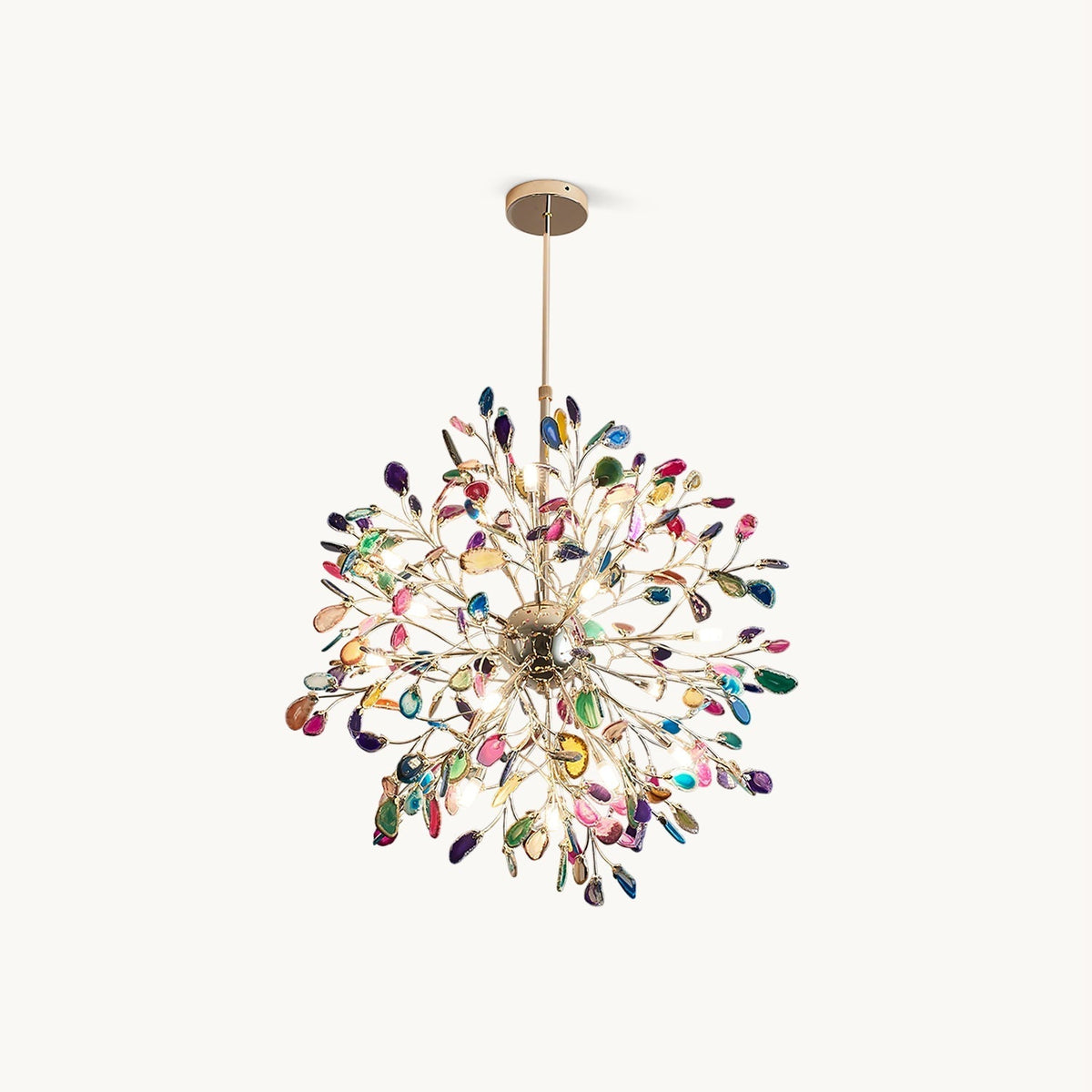Agate Branch Chandelier 23-Inch Gold Finish Multi-Arm Adjustable G4 Fixture for Dining Room Living Room Statement Lighting Multicolor Natura