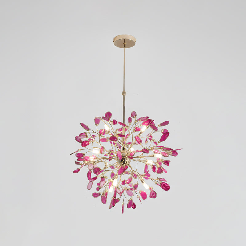 Agate Branch Chandelier 23-Inch Gold Finish Multi-Arm Adjustable G4 Fixture for Dining Room Living Room Statement Lighting Multicolor Natura