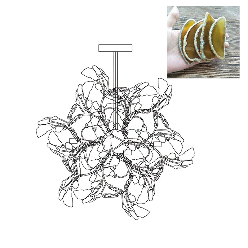 Agate Branch Chandelier 23-Inch Gold Finish Multi-Arm Adjustable G4 Fixture for Dining Room Living Room Statement Lighting Multicolor Natura