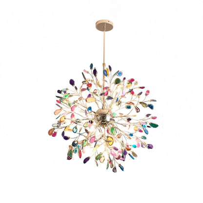 Agate Branch Chandelier 23-Inch Gold Finish Multi-Arm Adjustable G4 Fixture for Dining Room Living Room Statement Lighting Multicolor Natura