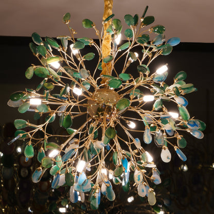 Agate Branch Chandelier 23-Inch Gold Finish Multi-Arm Adjustable G4 Fixture for Dining Room Living Room Statement Lighting Multicolor Natura