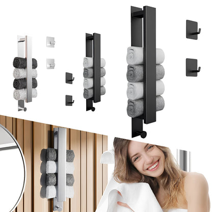 Modern Black Towel Rack with No-Drill Installation | Space-Saving Solution for Bathroom Organization