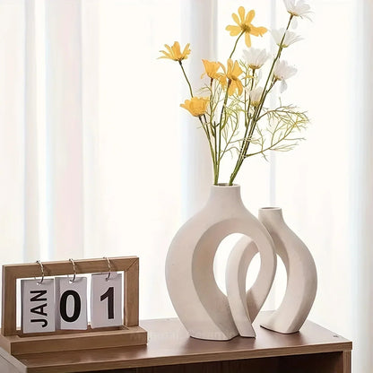 Modern Ceramic Vase Set – Elegant Boho Style for Home Decor, Durable Porcelain, Set of 2 Vases