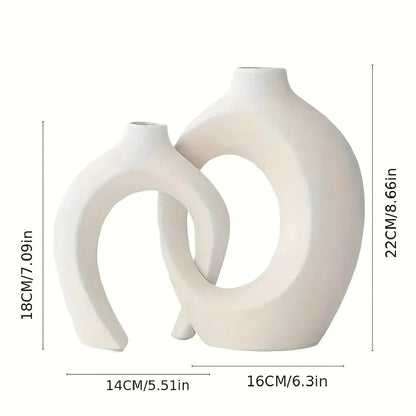 Modern Ceramic Vase Set – Elegant Boho Style for Home Decor, Durable Porcelain, Set of 2 Vases