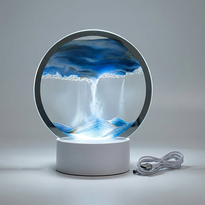 Moving Sand Picture Light 10 in x 8 in Glass Display 3W LED Accent Lamp Home Office Bedroom Nightstand Bookshelf Decor Tabletop Flowing Sand