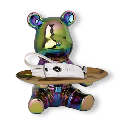 Modern Decorative Tray for Coffee Table - Ceramic Bear Figurine, Stylish Storage Solution for Home Décor