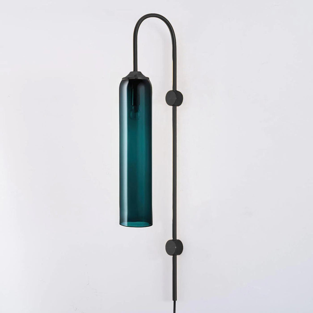 Cylindrical Glass Wall Sconce with 59 in Plug-In Cord for Bedrooms and Living Rooms | Modern Vertical Fixture Gold Metal Frame E27 Socket In