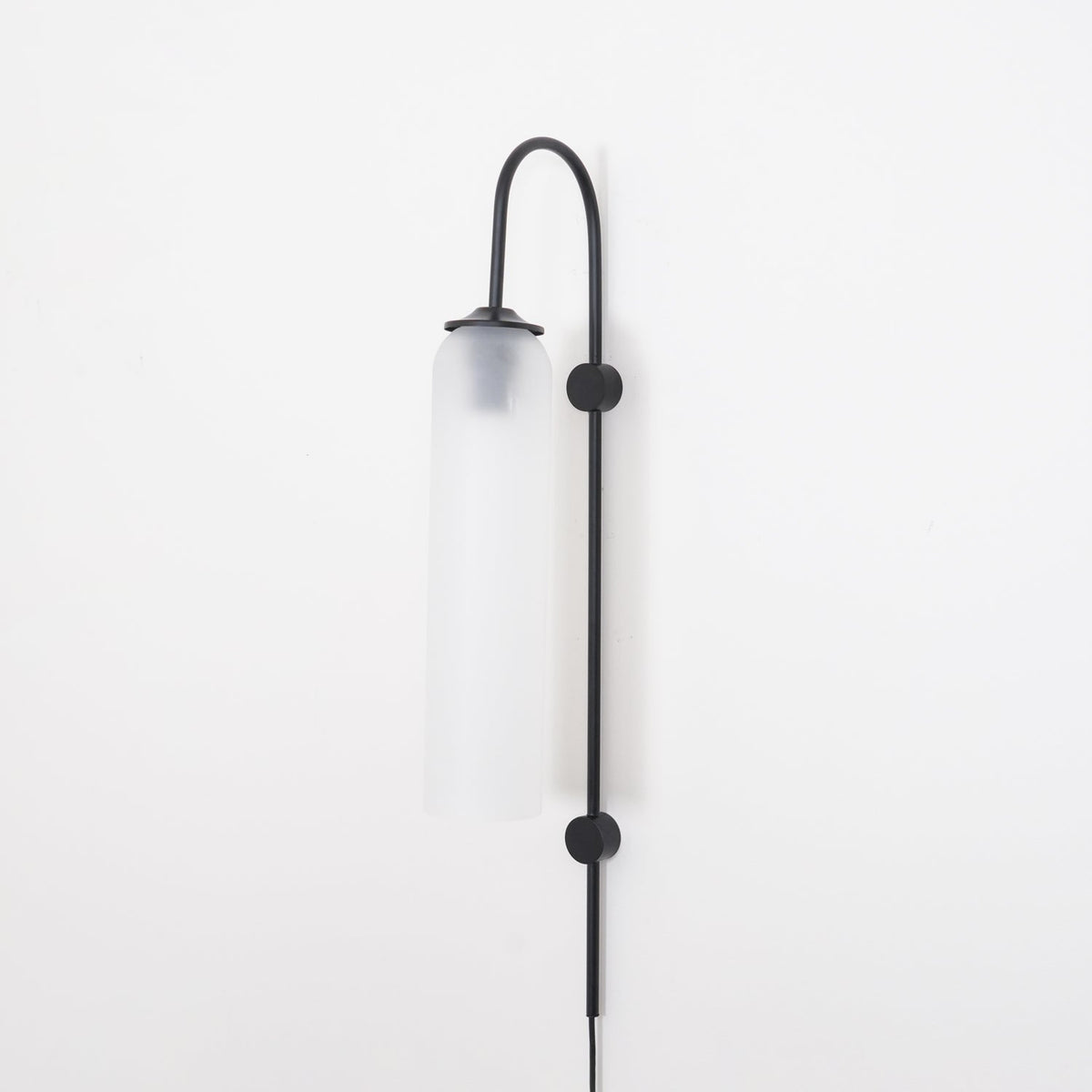 Cylindrical Glass Wall Sconce with 59 in Plug-In Cord for Bedrooms and Living Rooms | Modern Vertical Fixture Gold Metal Frame E27 Socket In
