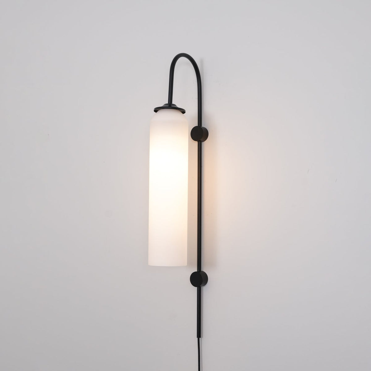 Cylindrical Glass Wall Sconce with 59 in Plug-In Cord for Bedrooms and Living Rooms | Modern Vertical Fixture Gold Metal Frame E27 Socket In