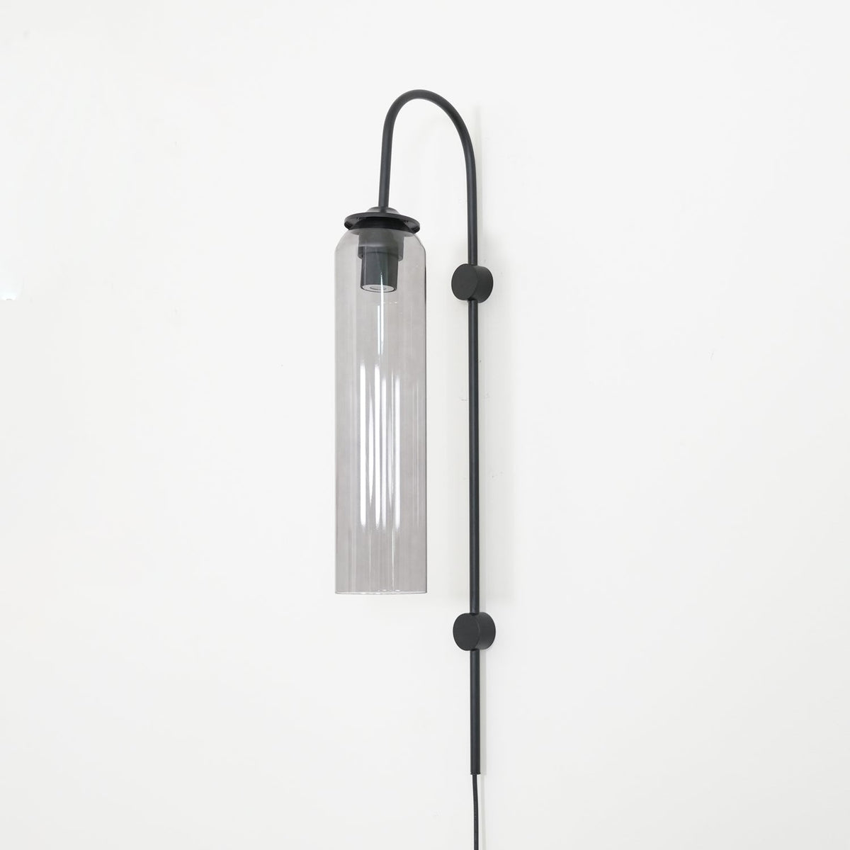Cylindrical Glass Wall Sconce with 59 in Plug-In Cord for Bedrooms and Living Rooms | Modern Vertical Fixture Gold Metal Frame E27 Socket In