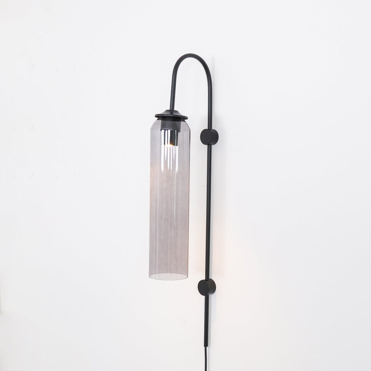 Cylindrical Glass Wall Sconce with 59 in Plug-In Cord for Bedrooms and Living Rooms | Modern Vertical Fixture Gold Metal Frame E27 Socket In