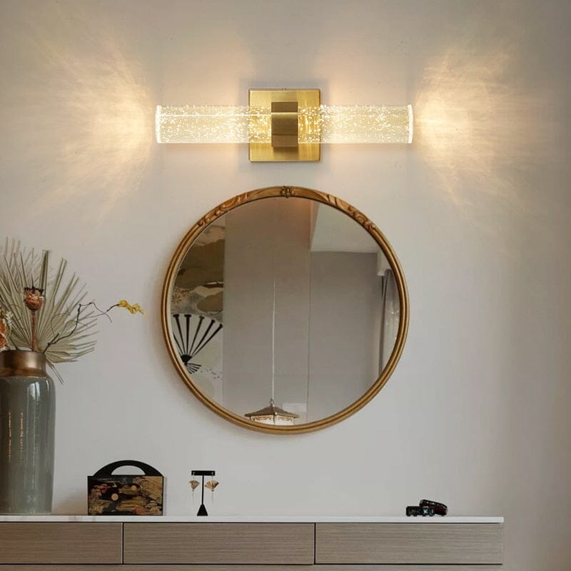 Modern LED Bath Wall Light with Blown Glass and IP44 Protection – Elegant Gold Finish