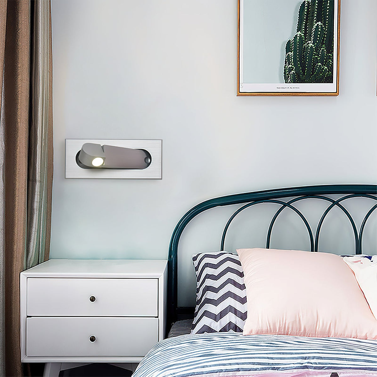 Pivoting LED Bedside Sconce with Push-Button Control for Focused Night Reading in Compact Spaces