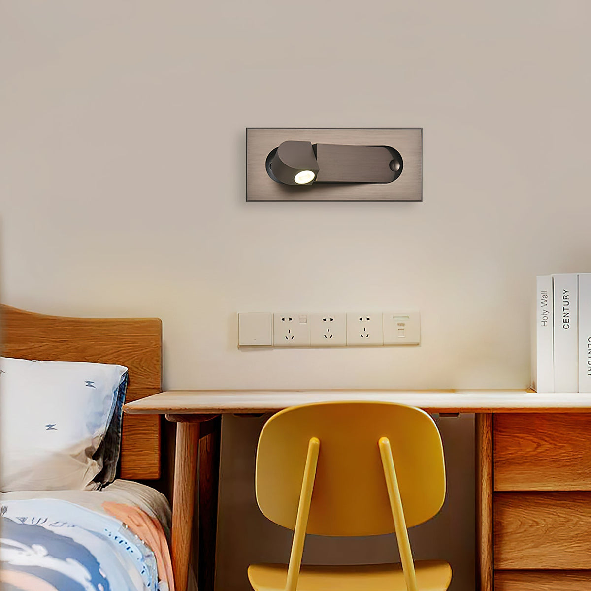 Pivoting LED Bedside Sconce with Push-Button Control for Focused Night Reading in Compact Spaces