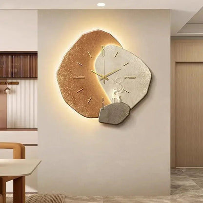 Modern LED Wall Clock in Natural Wood – with Silent Quartz Movement