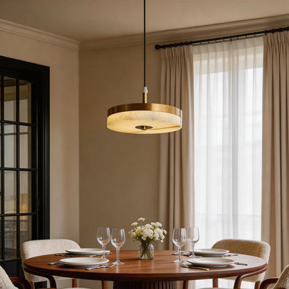 Modern Marble Disc Pendant Light – Adjustable 12W LED Hanging Light for Kitchen Island and Home Decor