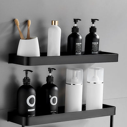 Modern Matt Black Bathroom Accessories Set with Multiple Shelf Options | Durable Stainless Steel for Stylish Organization