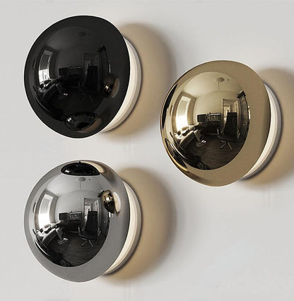Modern Metal Wall Sconce Lighting - Solar Eclipse LED Wall Lamp in Black, Silver, or Gold - Hardwired Design