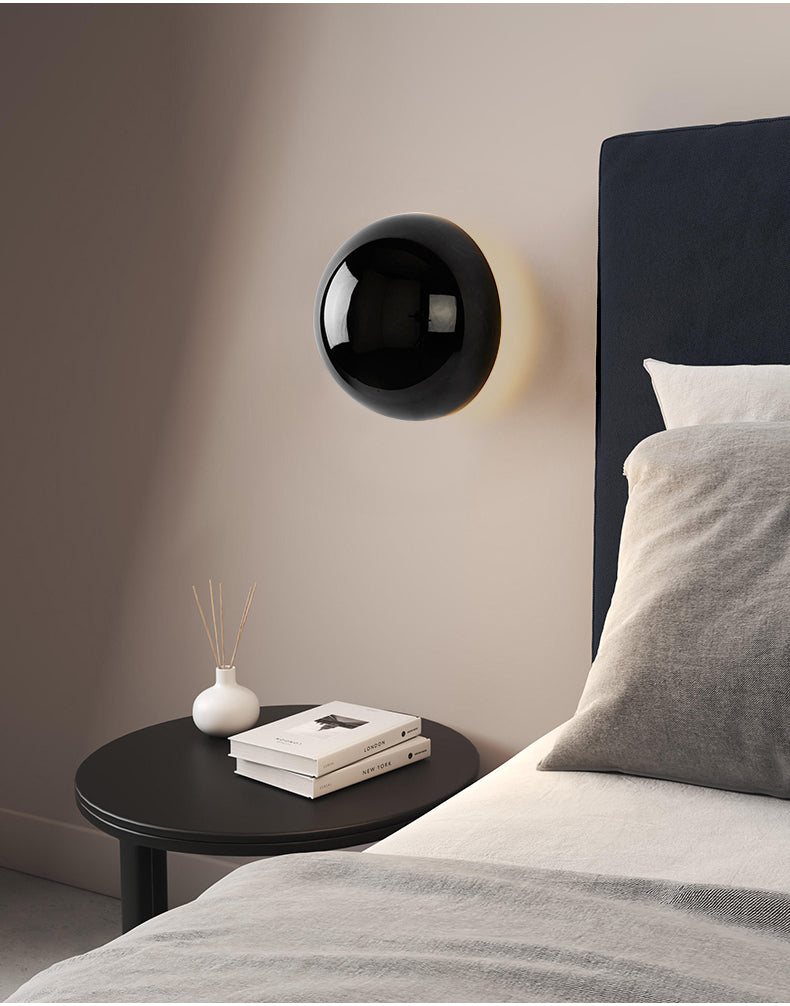 Modern Metal Wall Sconce Lighting - Solar Eclipse LED Wall Lamp in Black, Silver, or Gold - Hardwired Design