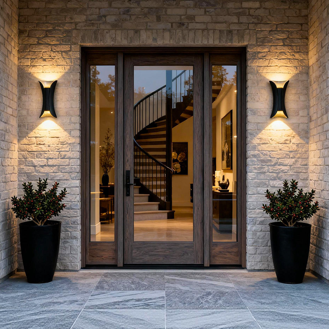 Modern Outdoor Wall Light, Up Down Sconce LED Light with Curved Design, Waterproof