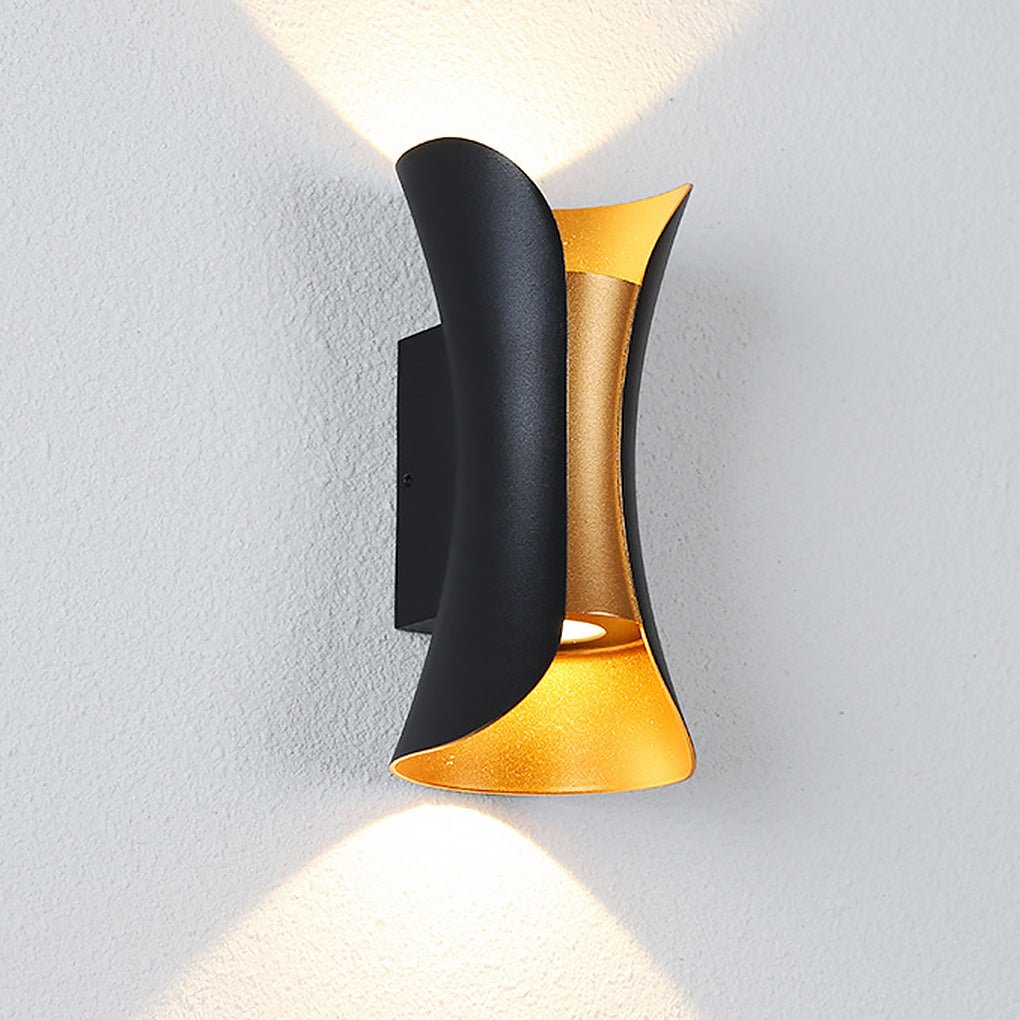 Modern Outdoor Wall Light, Up Down Sconce LED Light with Curved Design, Waterproof