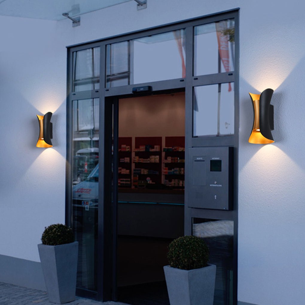 Modern Outdoor Wall Light, Up Down Sconce LED Light with Curved Design, Waterproof