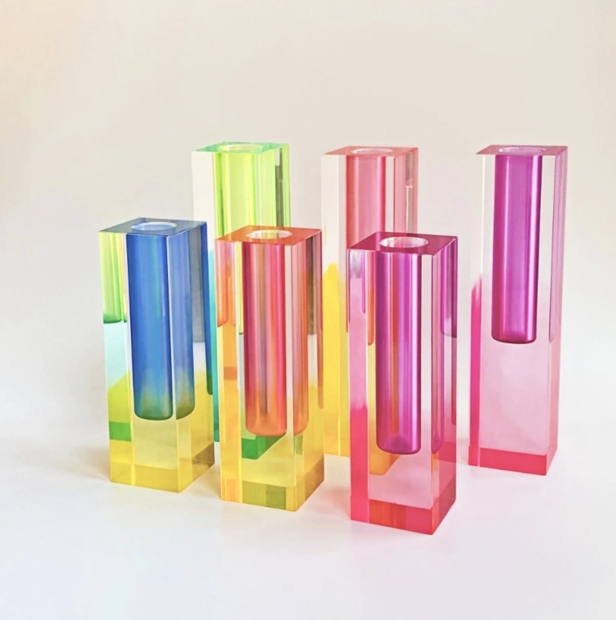 Modern Prism Acrylic Vase – Colorful Desktop Organizer for Floral Displays