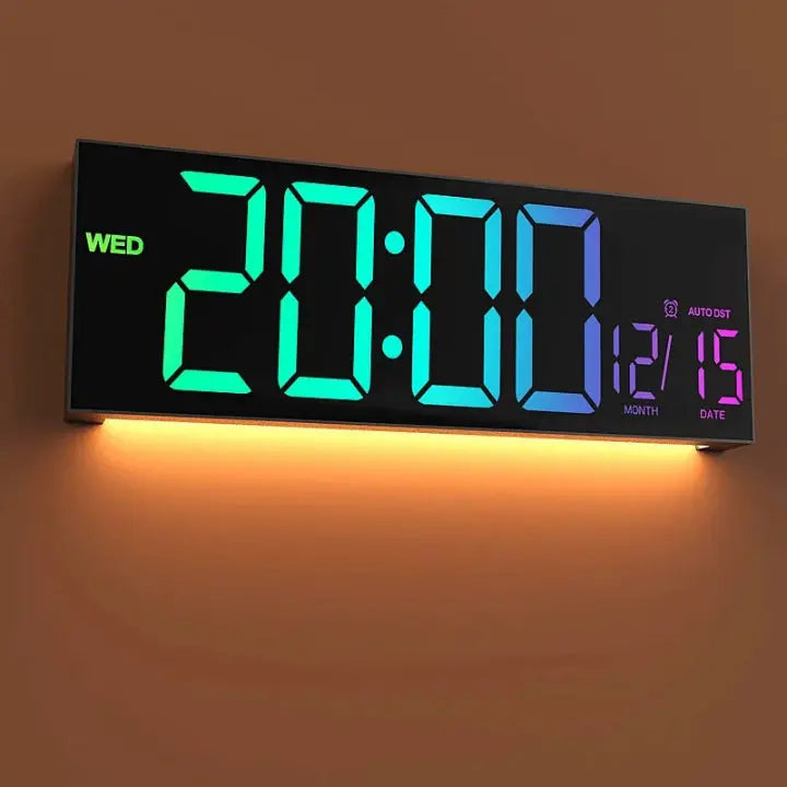Modern RGB Wall Clock with Large LED Display & Remote Control | Stylish Timepiece for Home Ambiance