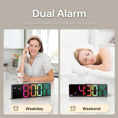 Modern RGB Wall Clock with Large LED Display & Remote Control | Stylish Timepiece for Home Ambiance