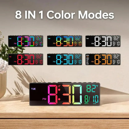 Modern RGB Wall Clock with Large LED Display & Remote Control | Stylish Timepiece for Home Ambiance