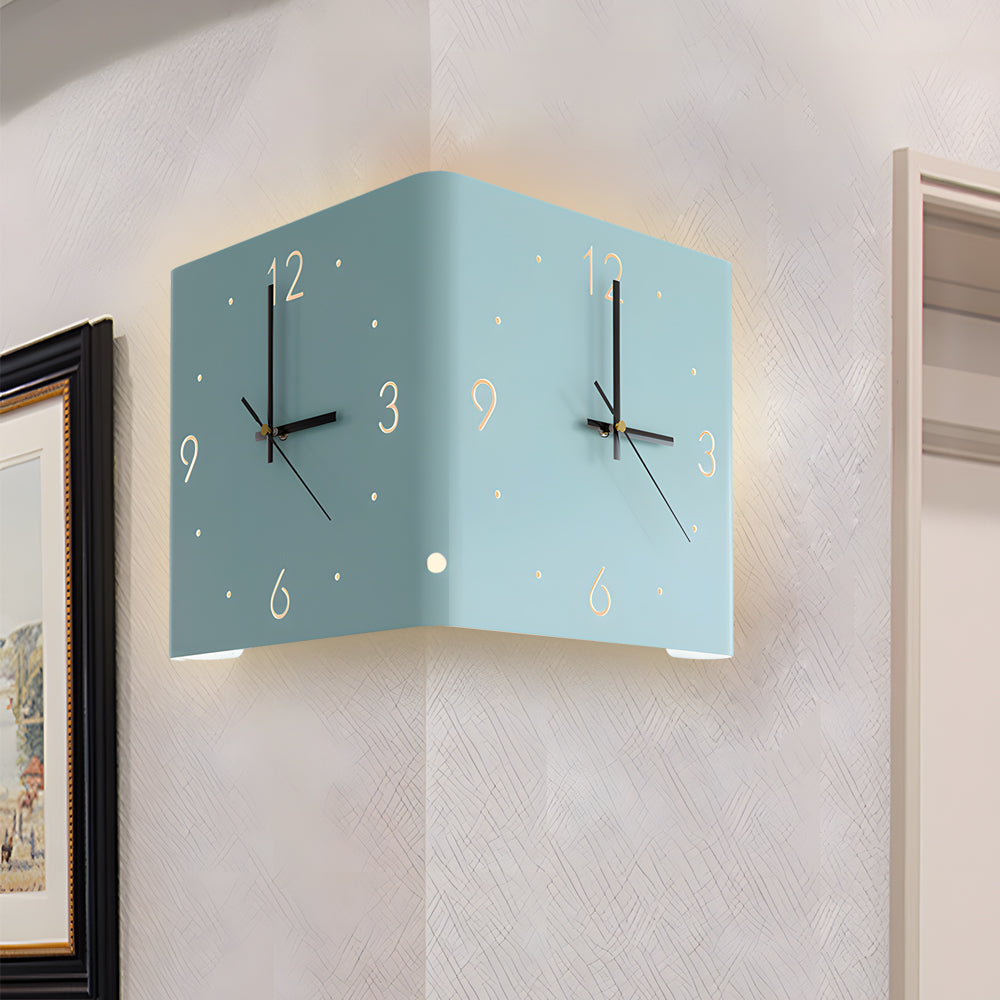 Modern Square LED Wall Clock Lamp with Backlit Metal Frame and USB Rechargeable Light