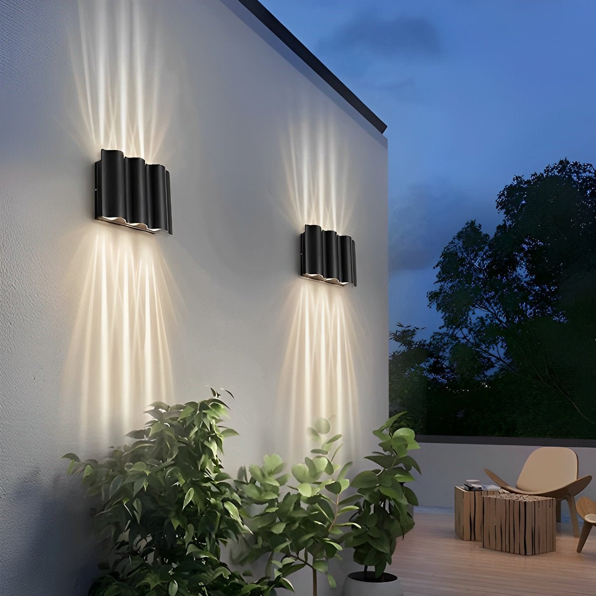 Modern Water Ripple LED Wall Sconce Light with Up & Down Lighting | Durable Design for Outdoor Use