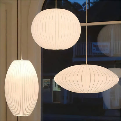 Modern White Pendant Lamp – Stylish Kitchen Pendant Lighting with Steel Wire Frame and Soft Organic Glow